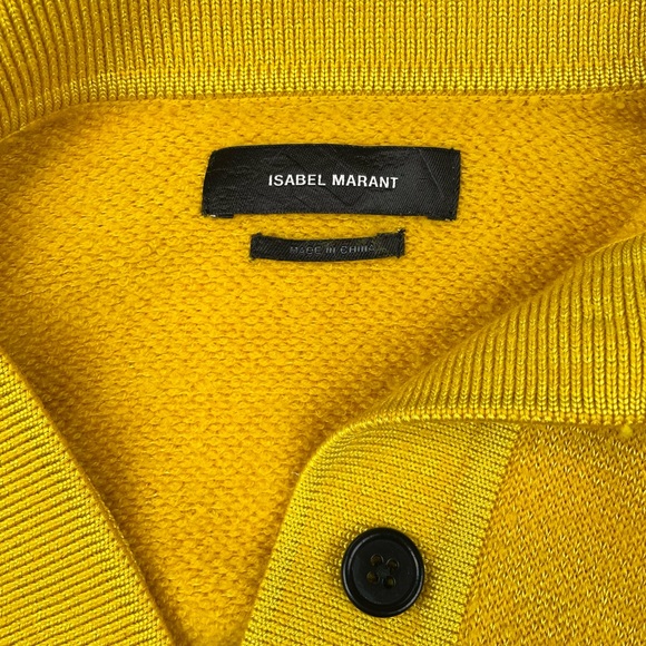 ISABEL MARANT • Yellow Heron Polo Neck Wool-Blend Long Sleeve Pullover Sweater - Picture 13 of 16